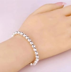Silver Beaded Sterling Silver Filled Plated Shiny Bead Beads Bracelet Bracelets